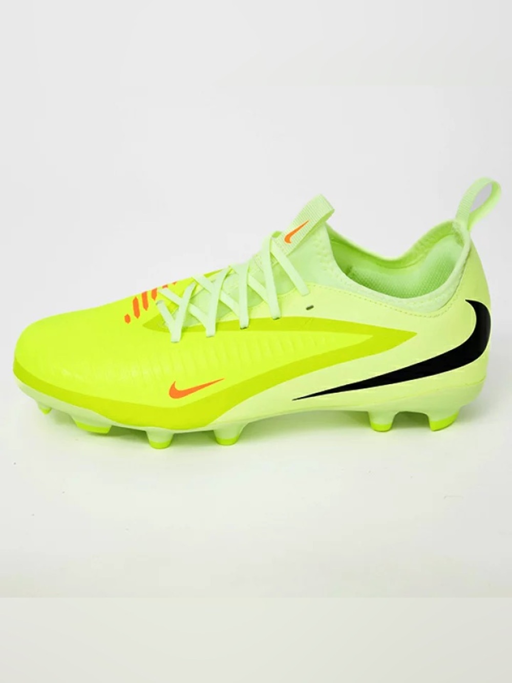 Nike Neon Yellow Soccer Cleats with Orange and Black Accents